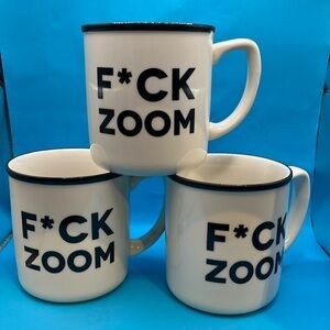 3 F*ck zoom coffee mugs-  office accessories- jokes, just kidding, breaktime fun